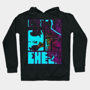 Incheon, South Korea City Map Typography - Neon Hoodie